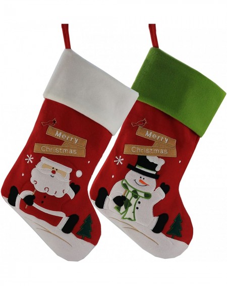 Stockings & Holders Classic Christmas Stockings Set of 2 Santa- Snowman Xmas Character 17-Inch (Style 1) - Style 1 - C712I81S...