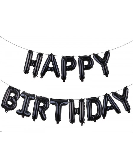 Balloons [Black Birthday Balloon Kit] 3D Premium Aluminum Foil Party Banner Balloons with Accessories-HP7BK - CV18Y9WEZM3 $18.24