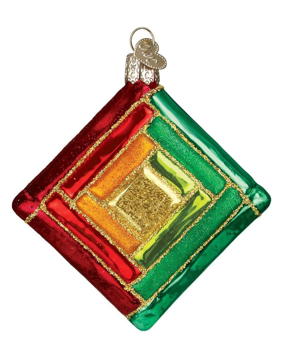 Ornaments Christmas Glass Blown Ornament with S-Hook and Gift Box- House Collection (Quilt Square 1) - Quilt Square 1 - C818E...