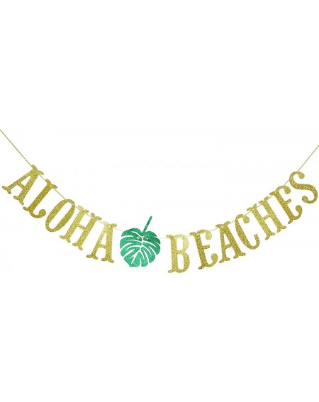 Banners Hawaiian Aloha Beaches Banner Decorations with Palm Leaves Garland for Hawaiian Tropical Luau Beach Summer Party Supp...