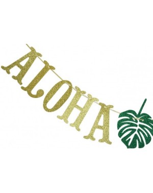 Banners Hawaiian Aloha Beaches Banner Decorations with Palm Leaves Garland for Hawaiian Tropical Luau Beach Summer Party Supp...
