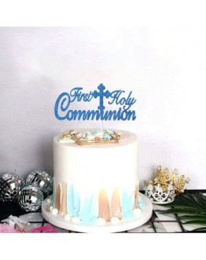 Cake & Cupcake Toppers Royal Blue Glitter First Holy Communion Cake Topper- Baptism/Christening/Confirmation/Baby Shower/Birt...