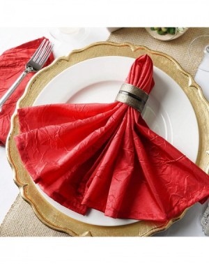 Tableware 20 pcs 20-Inch Red Crinkled Crushed Taffeta Dinner Napkins - for Wedding Party Events Restaurant Kitchen Home - Red...
