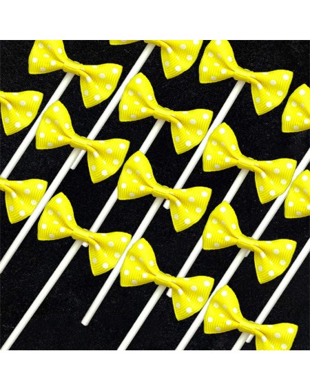 Cake & Cupcake Toppers Bowknot Cupcake Topper 20 PCS Yellow with Dots- Children's Birthday Baby Shower Party Bow Dots Cupcake...
