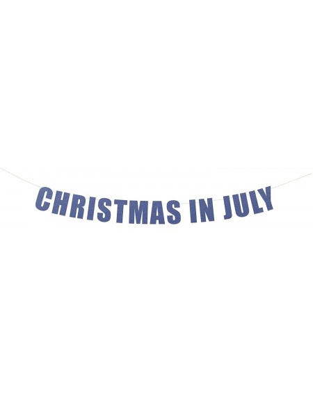 Banners & Garlands Christmas in July Banner Sign - Merry Christmas in July Party Banner Hanging Letter Sign (Blueprint Blue M...