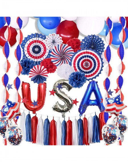 Party Packs 4th of July Decorations - Patriotic Decorations- American Party Supplies- 77 USA Party Supplies Pack- 4th of July...