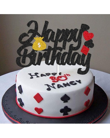Cake & Cupcake Toppers Poker Cake Topper Birthday Decorations Casino Scene Playing Card Theme Picks for Adults Man Women Even...