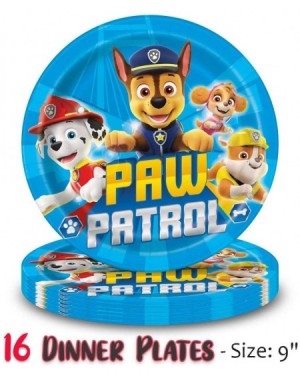 Party Packs Paw Patrol Party Supplies - Serves 16 - Plates (9")- Napkins- Cups- Paw Straws - Disposable Kids Birthday Dinnerw...