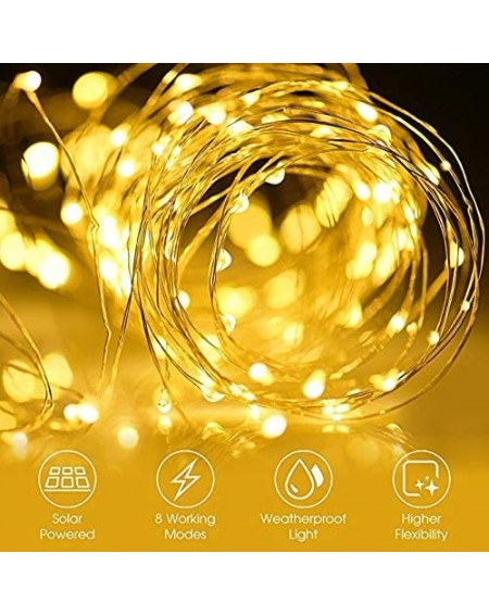 Outdoor String Lights 2 Pack 12 Meters 100 LED Solar Copper Wire Fairy String Lights Outdoor Waterproof Tree Party Decorative...