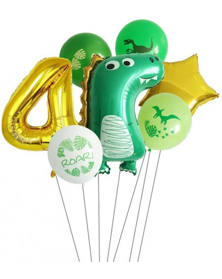 Balloons Dinosaur Balloons 4th Birthday Party Supplies Gold Number Star Foil Balloons Set Decorations for Birthday Party(Gold...