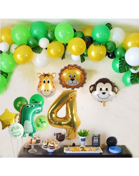 Balloons Dinosaur Balloons 4th Birthday Party Supplies Gold Number Star Foil Balloons Set Decorations for Birthday Party(Gold...