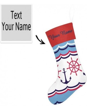 Stockings & Holders Christmas Stocking Custom Personalized Name Text Nautical Anchor Wheel for Family Xmas Party Decor Gift 1...