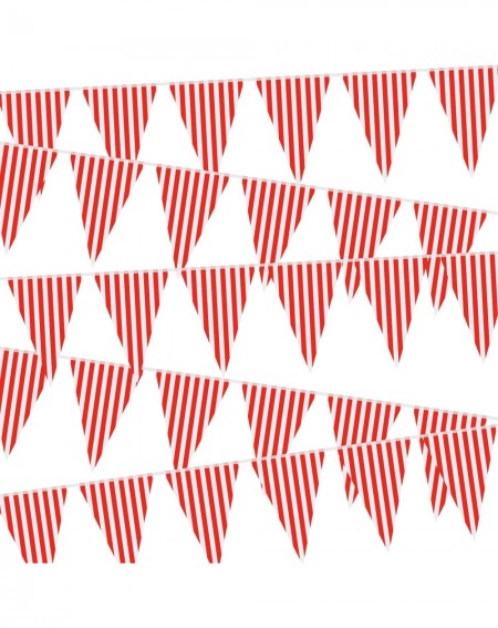 Banners 5 Packs Carnival Circus Party Decorations Supplies- Circus Carnival Bunting Banner- Red and White Pennant Banner Tria...