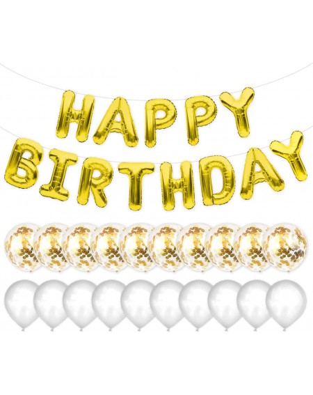 Balloons Gold Happy Birthday Balloons Banner Birthday Party Decorations Set for Men and Women with Latex and Confetti Balloon...