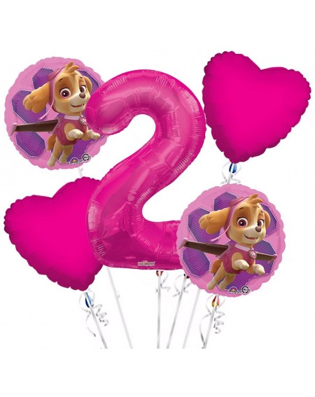 Balloons Paw Patrol Girl Balloon Bouquet 2nd Birthday 5 pcs - Party Supplies - CS189TSYXKC $22.85