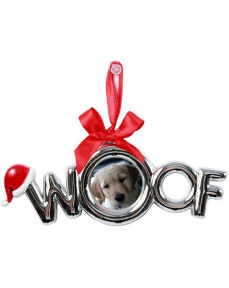 Ornaments Picture Frame Christmas Ornament with Santa Hat and Red Ribbon Bow (WOOF) - Woof - CD12KRA3ZS7 $10.53