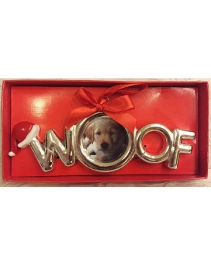 Ornaments Picture Frame Christmas Ornament with Santa Hat and Red Ribbon Bow (WOOF) - Woof - CD12KRA3ZS7 $10.53
