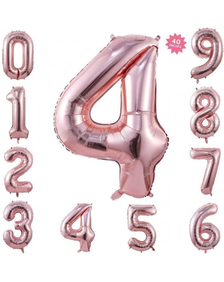 Balloons 40 Inch Rose Gold Jumbo Digital Number Balloons 4 Huge Giant Balloons Foil Mylar Number Balloons for Birthday Party-...