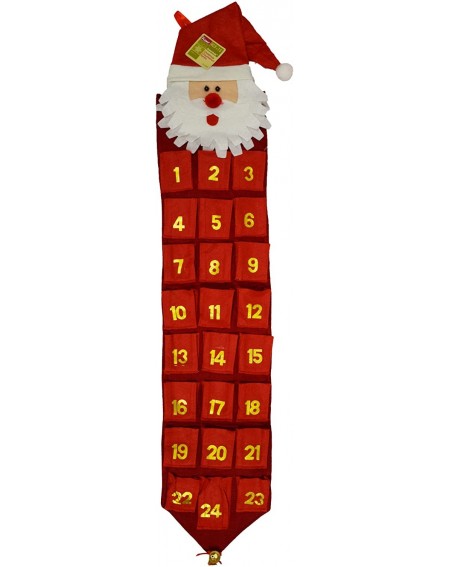 Advent Calendars Plush Santa Christmas Countdown Advent Calendar Wall Hanging 41" x 17.5 - C811J6SIW77 $17.93
