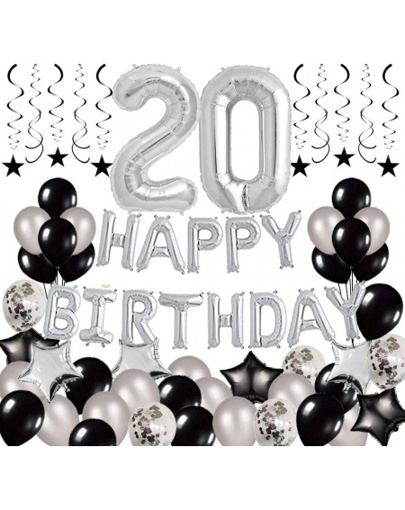 Balloons 20th Birthday Decorations - Party Supplies for Happy 20th Birthday Happy Birthday Banner Gold Sash Confetti Balloons...