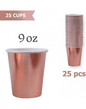 Party Packs Rose Gold Party Supplies (Rose Gold Plates- Cups- Napkins (25 Serves)) - Rose Gold Plates- Cups- Napkins (25 Serv...
