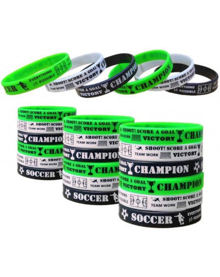 Party Favors 24 PCS Soccer Motivational Silicone Wristband for Kids - Personalized Silicone Rubber Bracelets - Sports Prizes ...