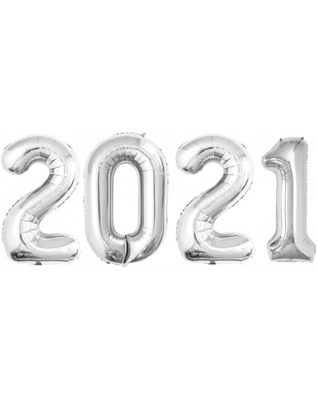 Balloons 42 Inch 2021 Silver Foil Number Balloons for 2021 New Year Eve Festival Party Supplies Graduation Decorations - Silv...