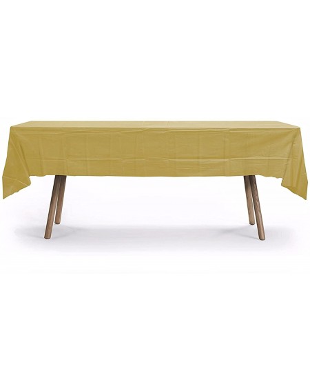 6 Pack- 54" x 108" Gold Rectangular Plastic Table Cover- Plastic Table Cloth Reusable (PEVA) (Gold) - Gold - C318ESZ5268