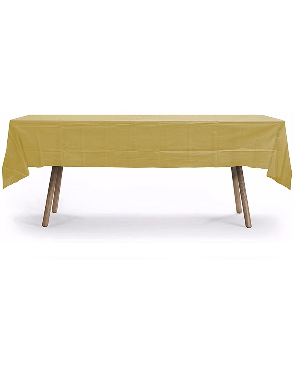 Tablecovers 6 Pack- 54" x 108" Gold Rectangular Plastic Table Cover- Plastic Table Cloth Reusable (PEVA) (Gold) - Gold - C318...