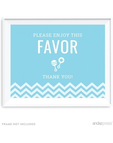 Favors Baby Blue Chevron Boy Baby Shower Collection- Party Sign- Please Enjoy This Favor Thank You!- 8.5x11-inch- 1-Pack - Si...