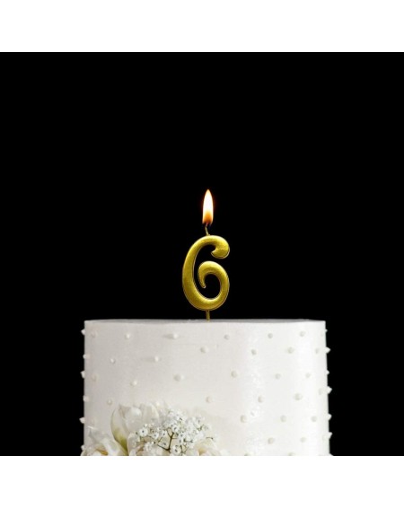 Birthday Candles Gold 6th Birthday Numeral Candle- Number 6 Cake Topper Candles Party Decoration for Girl Or Boy - C318TW7MEI...