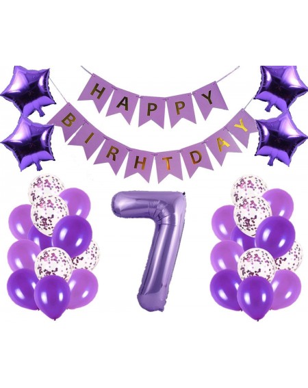 Balloons 7th Birthday Party Decorations Kit Happy Birthday Banner with Number 7 Birthday Balloons for Birthday Party Supplies...