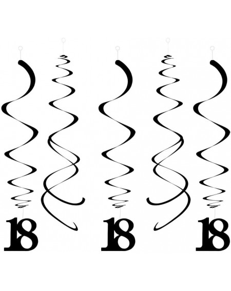 Banners & Garlands Black 18 Swirl Number Hanging Swirls for 18th Birthday Anniversary Ceiling Decorations-Pack of 20 - Black ...