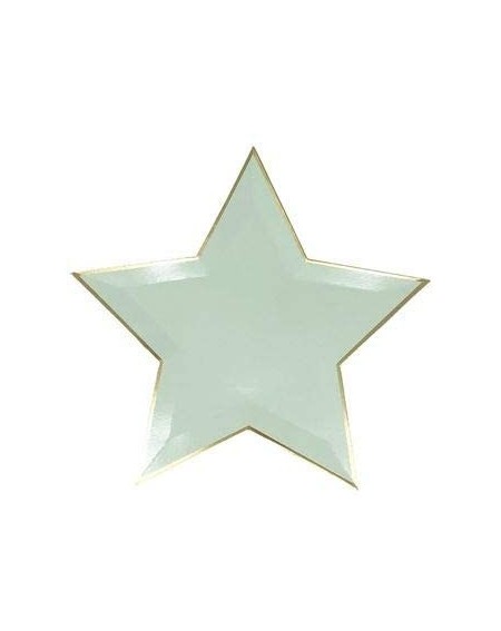 Tableware Star Shaped Decorative Paper Plates 10in (24pcs) - Mint with Gold Foil Trim - Tableware for Birthday Parties- Baby ...