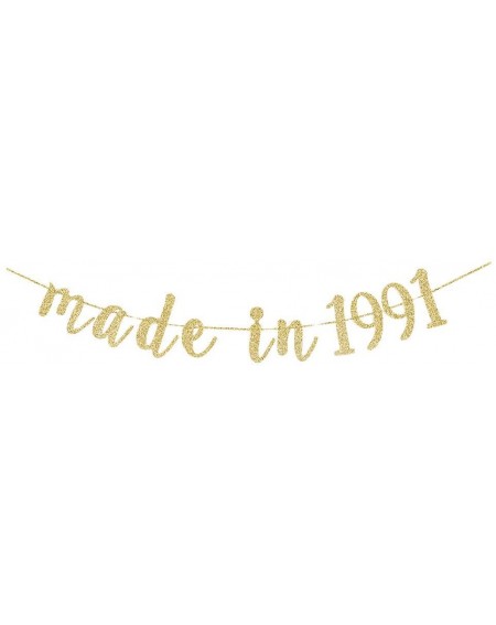 Banners & Garlands Made in 1991 Banner- Women/Men' 29th Birthday Party Sign- Gold Gliter Paper Garland Photo Backdrops - CO19...