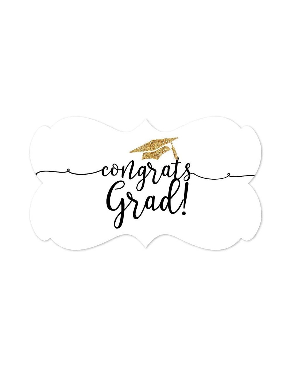 Favors White and Gold Glittering Graduation Party Collection- Fancy Frame Label Stickers- Congrats Grad!- 36-Pack - Labels Fa...