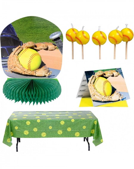 Party Packs Girl's Softball Party Pack - Table Cover- Centerpiece- Candles- Invitations - Great for Fastpitch Sports Themed E...