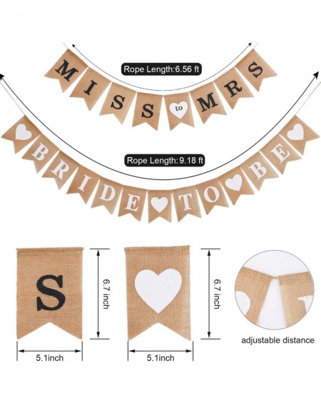 Banners & Garlands 2 Pieces Burlap Banner Bride to Be Banner Bridal Shower Banner Rustic Bunting Garland for Party Decoration...