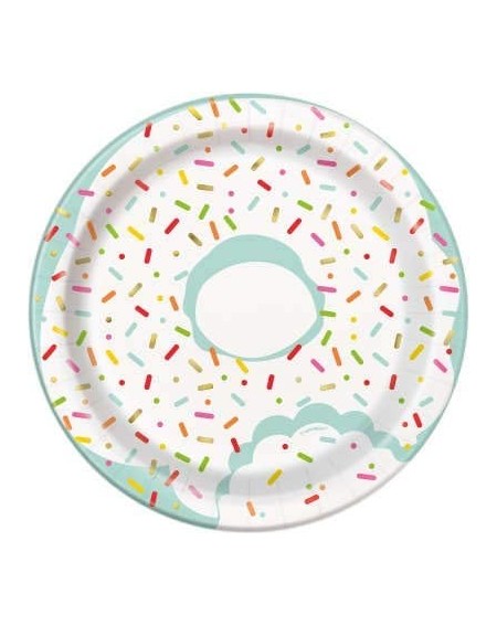Party Packs Donut Party Supplies Pack Serves 16 7" Plates Beverage Napkins and Cups with Birthday Candles (Bundle for 16) - C...