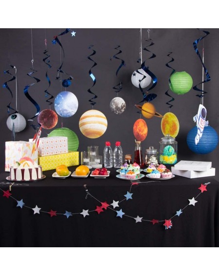 Banners Solar System Hanging Decoration Outer Space Happy Birthday Banner Foil Whirls Hanging Swirls for Kids Birthday Solar ...