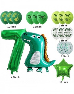 Balloons 17 Pieces Dinosaur Balloons Party Balloons Number Balloons Party Theme Outdoors 7th Birthday Decorative Balloons - N...