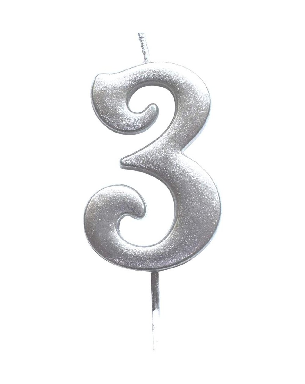 Cake Decorating Supplies Silver 3rd Birthday Numeral Candle- Number 3 Cake Topper Candles Party Decoration for Girl Or Boy - ...