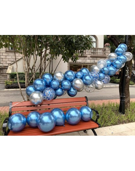 Balloons Metallic Chrome Blue Balloons 100 Pcs 12 Inch Helium Shiny Thicken Latex Balloons Party Decoration - Blue - CJ18Q4N9...