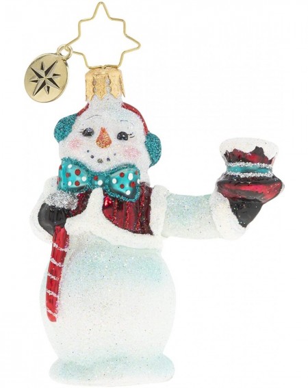 Ornaments Hand-Crafted European Glass Christmas Ornament- Hats Off Snowman Gem - Hats Off Snowman - CH193WM0MUO $39.27