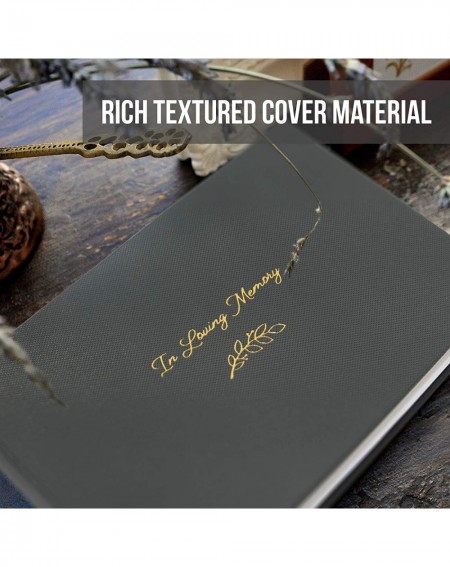 Guestbooks Guest Book for Funeral and Wake with Stylish Gunmetal Color Hard Cover- Cased Coil Binding Gold Foil Printed in Lo...