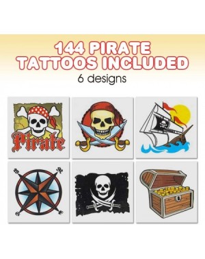 Party Favors Pirate Temporary Tattoos for Kids - Bulk Pack of 144 in Assorted Designs- Non-Toxic 2 Inch Tats- Birthday Party ...