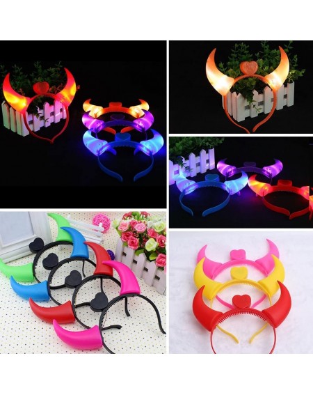 Party Favors Halloween Accessories Devil Horns Light up Headband LED Devil Horns - Neon Party Supplies - Blue - CF19EYTCUY4 $...