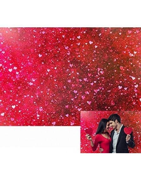 Photobooth Props 7x5ft Valentine's Day Backdrop Red Pink Glitter Hearts Love Photography Background Couples Romantic Birthday...