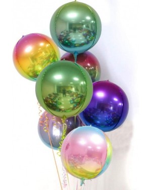 Balloons 4D Balloons 6Pcs 22 inch Gradient Rainbow Mylar Foil Balloons Round Sphere Foil Balloon- Great for Birthday Wedding ...