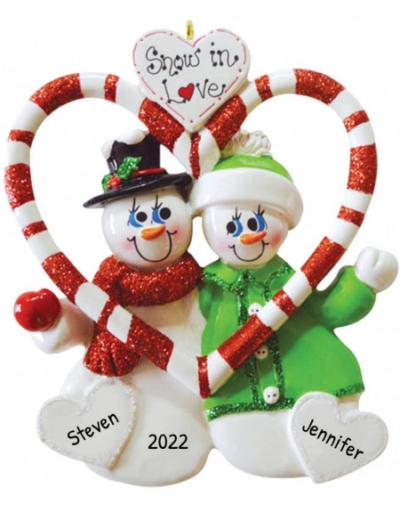 Ornaments Personalized Candy Cane Love Christmas Tree Ornament 2020 - Cute Snowman Couple Winter Hat Our 1st Gift Romantic Fi...